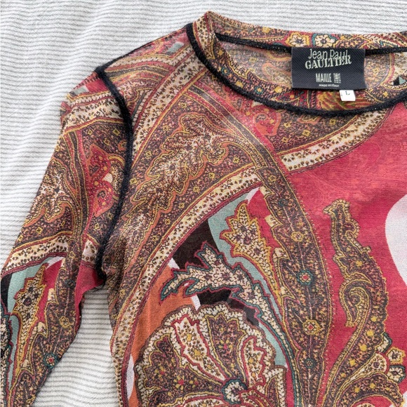 Vintage Y2K Paisley JPG Mesh Top - Picture 5 of 5